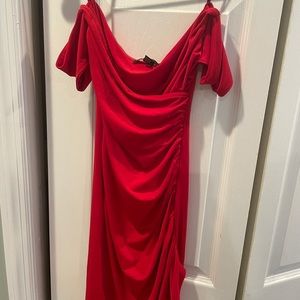 Red off the shoulder dress